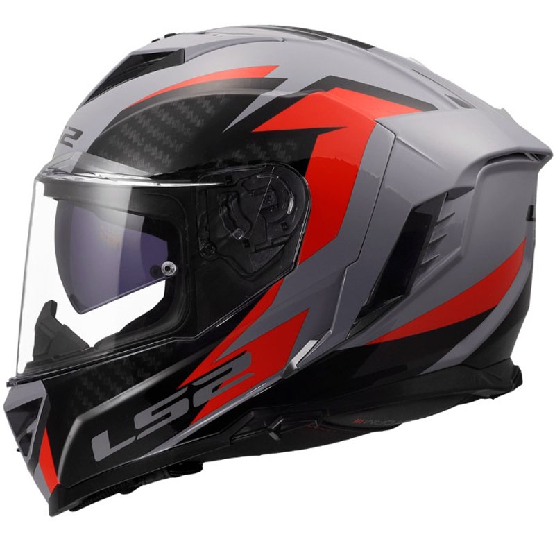 Kask motocyklowy integralny LS2 FF818 Storm III Dynamo połyskujący szaro-czerwony