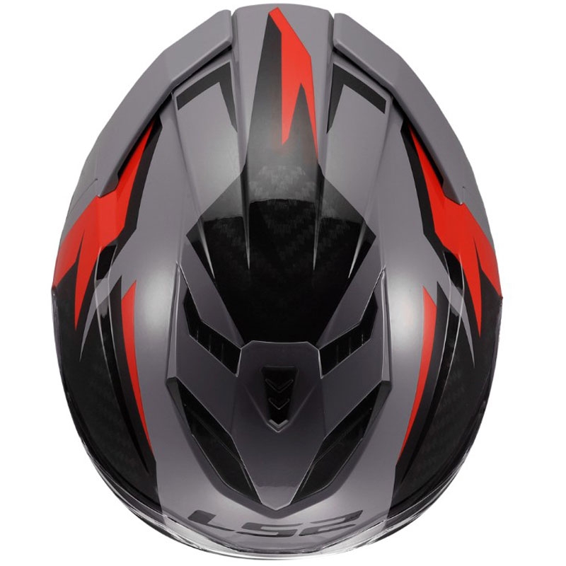 Kask motocyklowy integralny LS2 FF818 Storm III Dynamo połyskujący szaro-czerwony