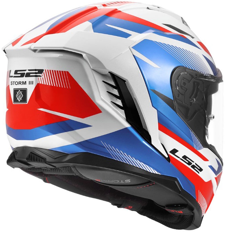 Kask motocyklowy integralny LS2 FF818 Storm III Komai błyszczący biało-niebiesko-czerwony