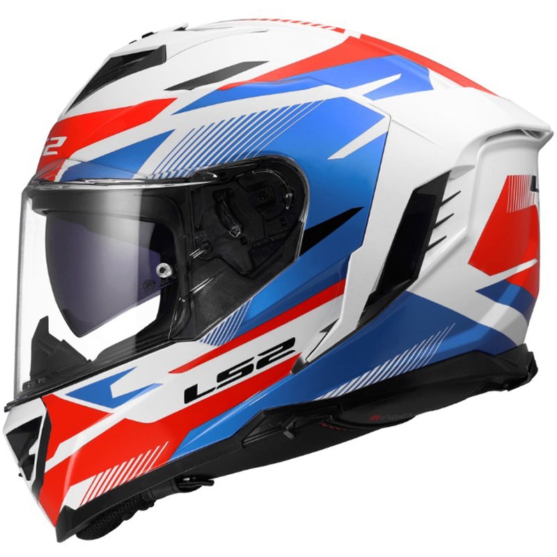 Kask motocyklowy integralny LS2 FF818 Storm III Komai błyszczący biało-niebiesko-czerwony