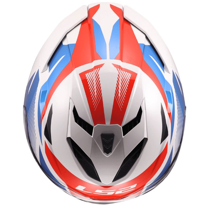 Kask motocyklowy integralny LS2 FF818 Storm III Komai błyszczący biało-niebiesko-czerwony