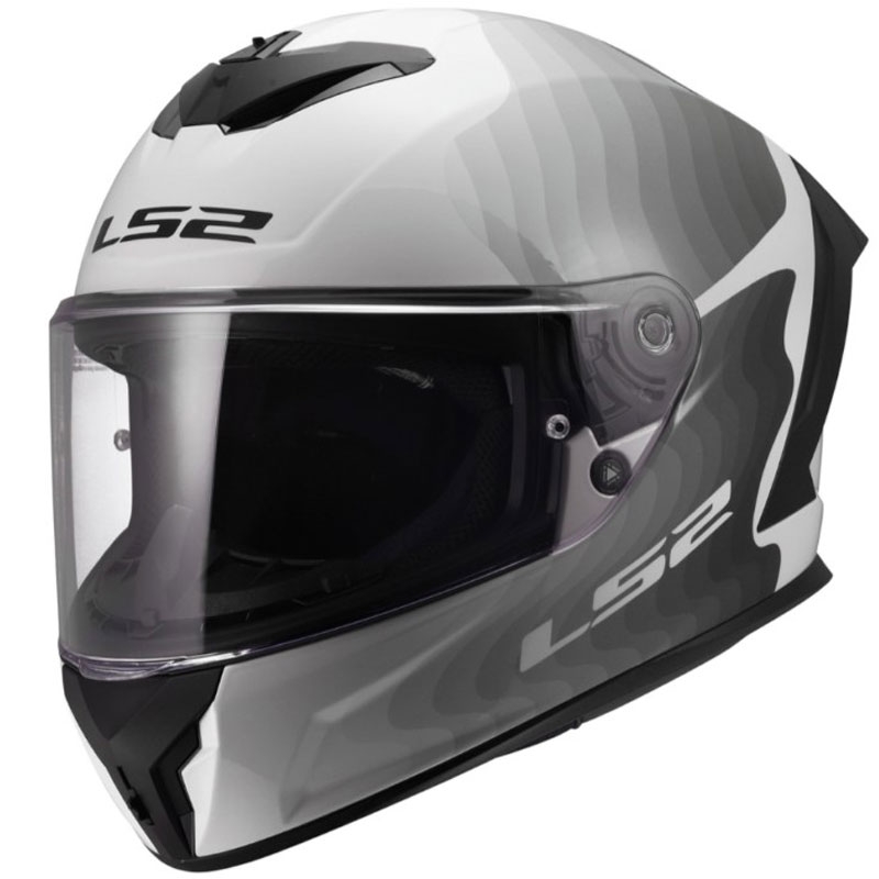 Kask motocyklowy integralny LS2 FF820 Rapid III Flow, połyskujący, biało-szary