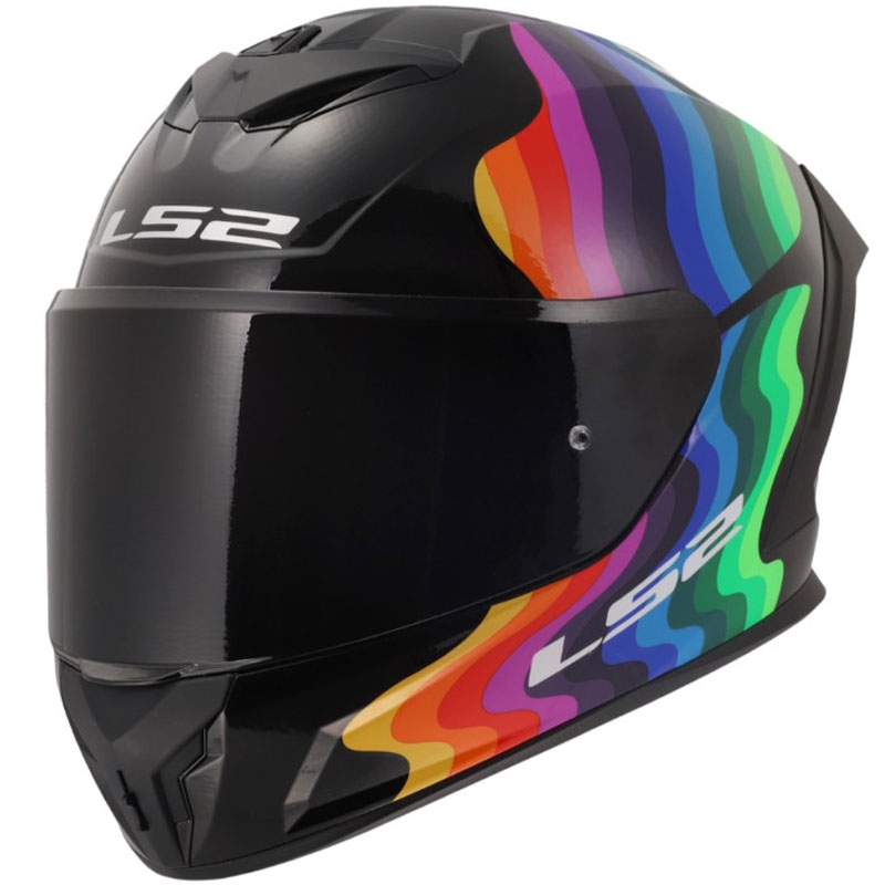 Kask motocyklowy integralny LS2 FF820 Rapid III Flow połyskujący czarno-wielokolorowy