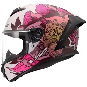 Kask motocyklowy integralny LS2 FF820 Rapid III Poppies II błyszczący biało-różowy