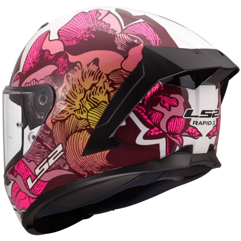 Kask motocyklowy integralny LS2 FF820 Rapid III Poppies II błyszczący biało-różowy