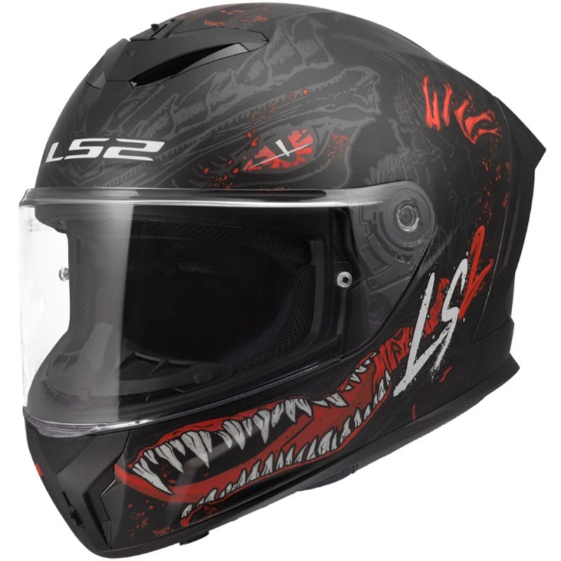 Kask motocyklowy integralny LS2 FF820 Rapid III Kaiju II matowy czarno-czerwono-biały