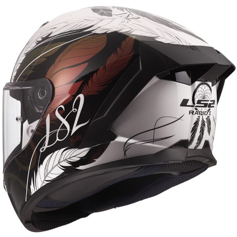 Kask motocyklowy integralny LS2 FF820 Rapid III Boho błyszczący biało-czarno-różowy