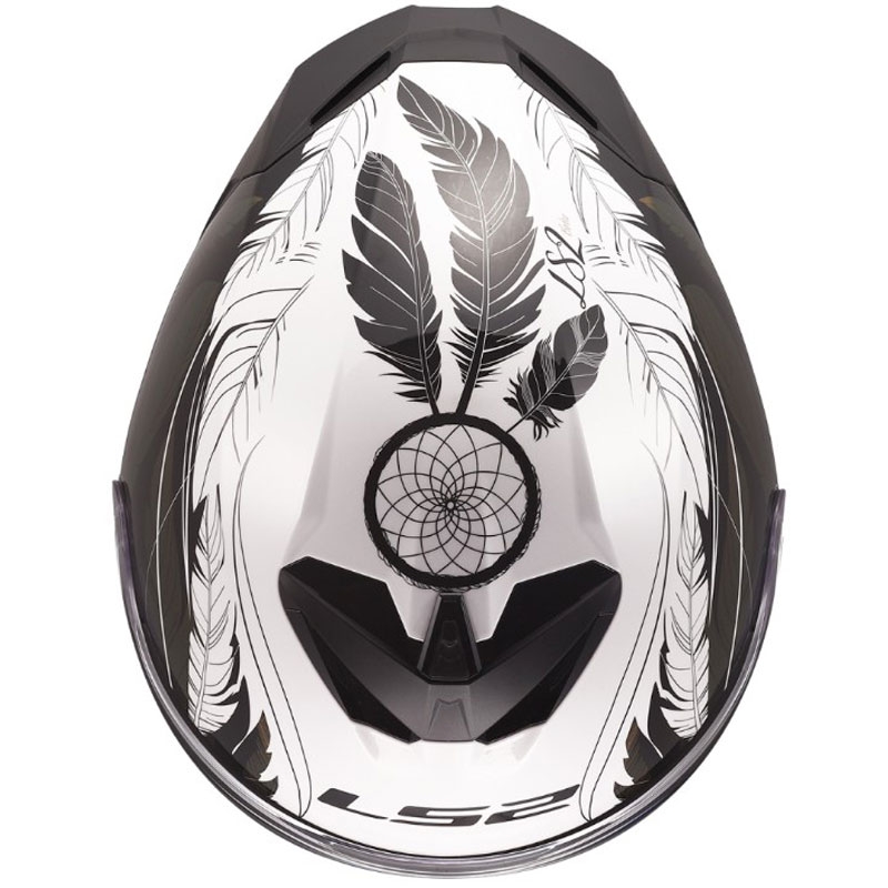 Kask motocyklowy integralny LS2 FF820 Rapid III Boho błyszczący biało-czarno-różowy