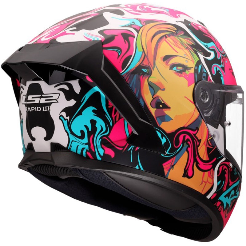 Kask motocyklowy integralny LS2 FF820 Rapid III Cyberg matowy fioletowo-niebiesko-zielony