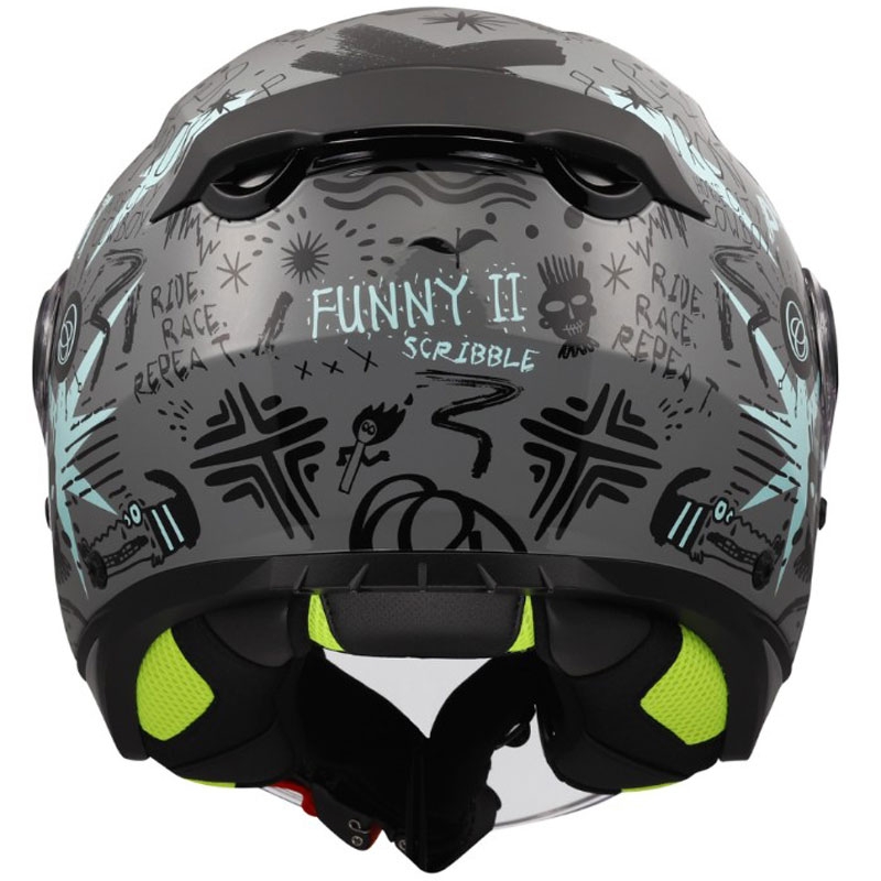 Kask otwarty dziecięcy LS2 OF622 Funny II Scribble, połysk szaro-niebieski
