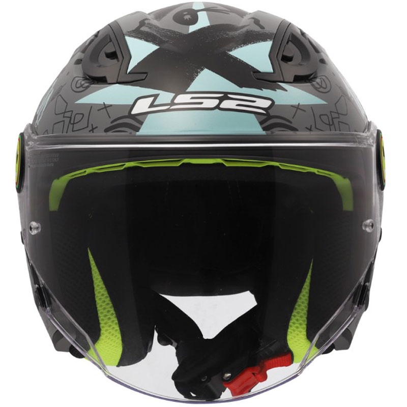 Kask otwarty dziecięcy LS2 OF622 Funny II Scribble, połysk szaro-niebieski