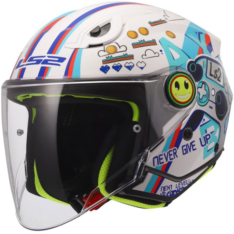 Kask motocyklowy otwarty dziecięcy LS2 OF622 Funny II Next Level błyszczący biały