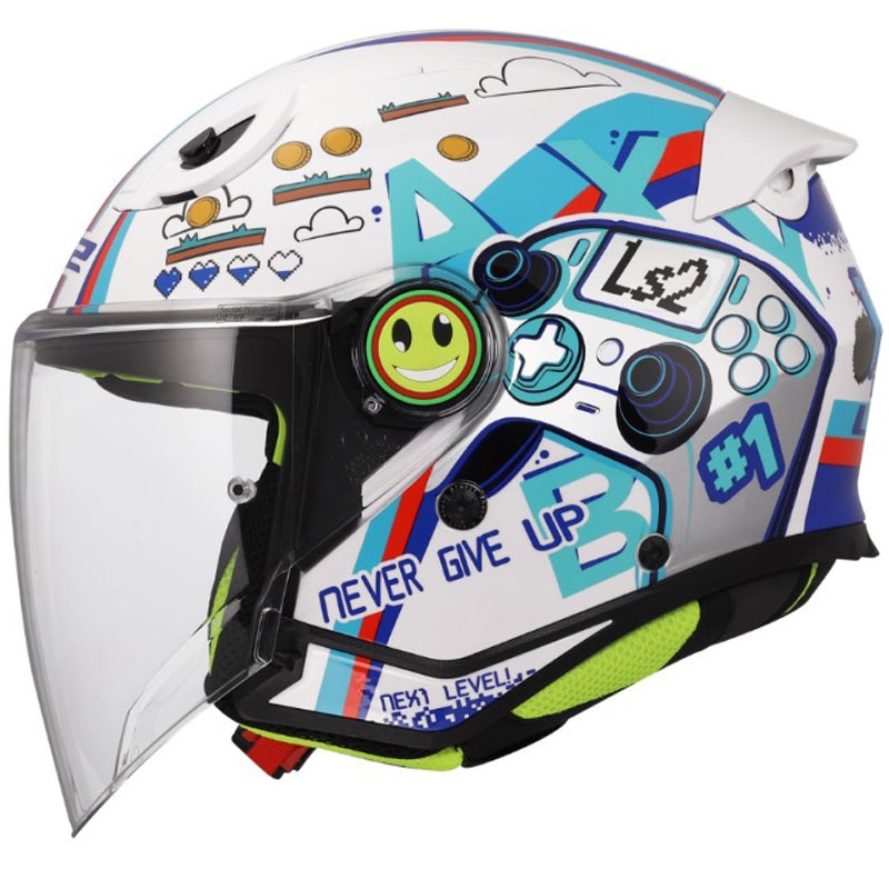 Kask motocyklowy otwarty dziecięcy LS2 OF622 Funny II Next Level błyszczący biały