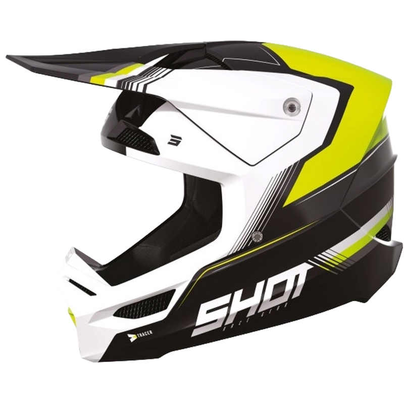 Dziecięcy kask motocrossowy Shot Race Tracer biało-czarno-fluo żółty wyprzedaż