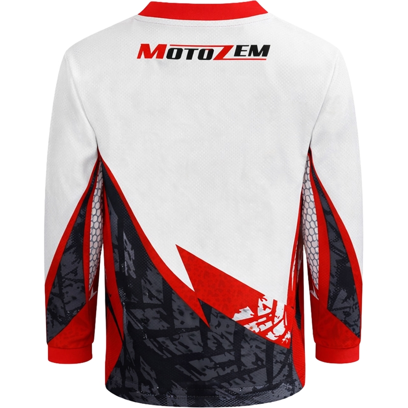 Koszulka motocrossowa dziecięca MotoZem Ground MX biało-czarno-czerwona