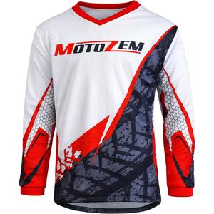 Koszulka motocrossowa dziecięca MotoZem Ground MX biało-czarno-czerwona