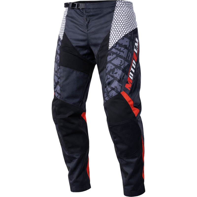 Spodnie motocrossowe MotoZem Ground MX czarno-biało-czerwone