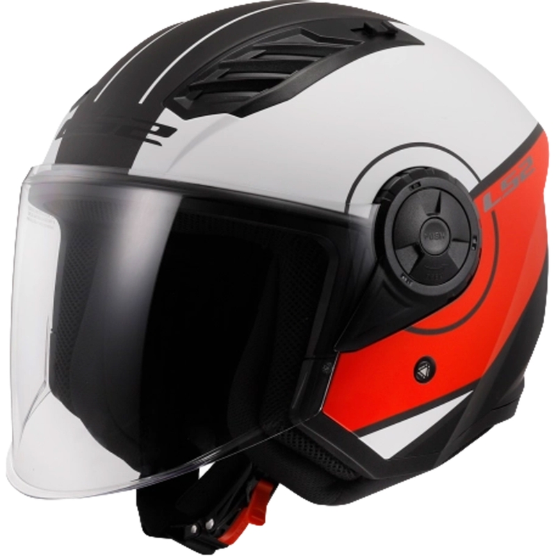 Kask motocyklowy otwarty LS2 OF616 Airflow II Cover matowy biało-czerwony