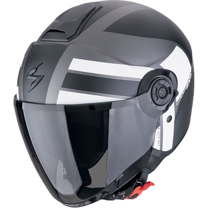 Kask motocyklowy otwarty Scorpion EXO-CITY II BLUR matowy srebrno-czarno-biały wyprzedaż