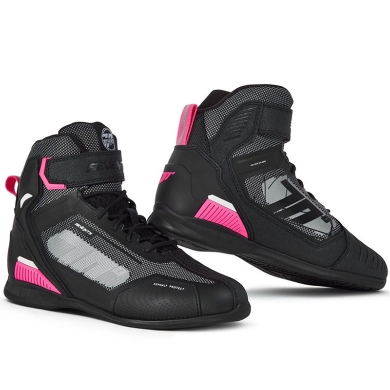 Buty motocyklowe SEVENTY DEGREES SD-BR2 Veloce czarno-różowe
