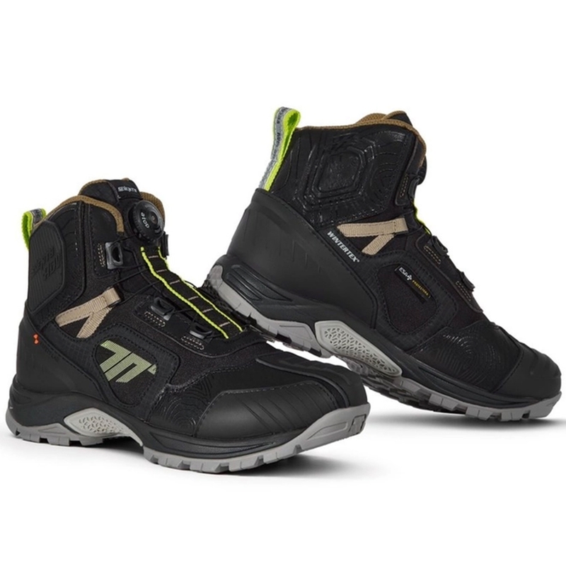 Buty motocyklowe SEVENTY DEGREES SD-BA7 Stelvio Low czarno-piaskowo-fluo żółte