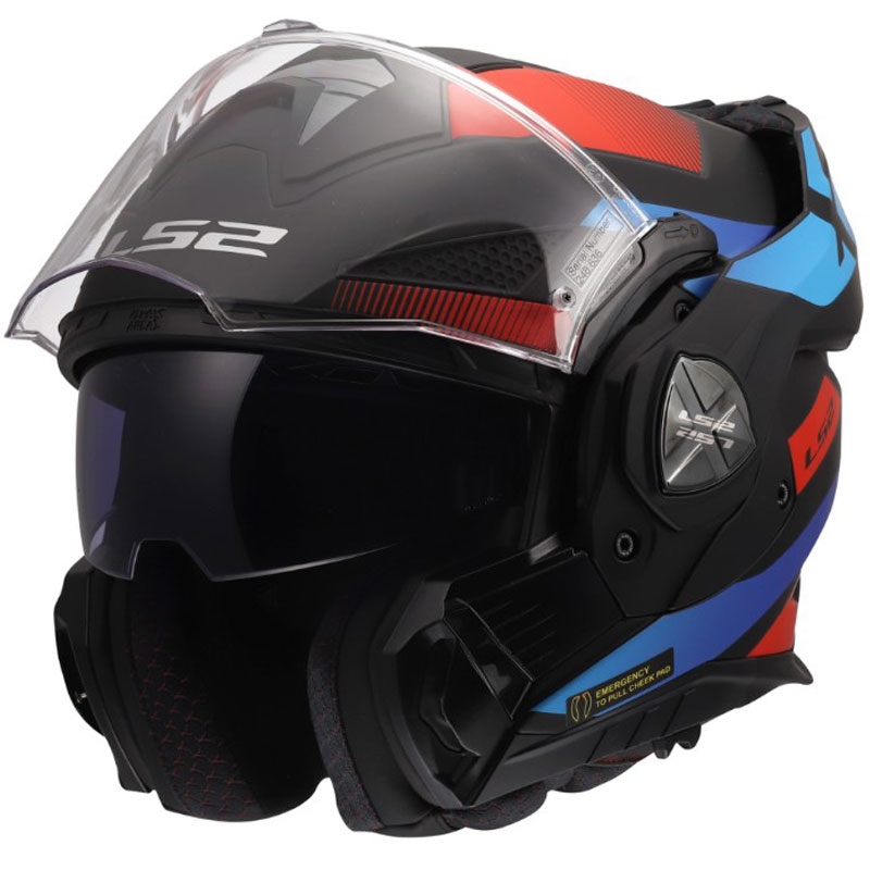 Kask motocyklowy typu flip-up LS2 FF901 Advant X Nova mat czarno-czerwono-niebieski