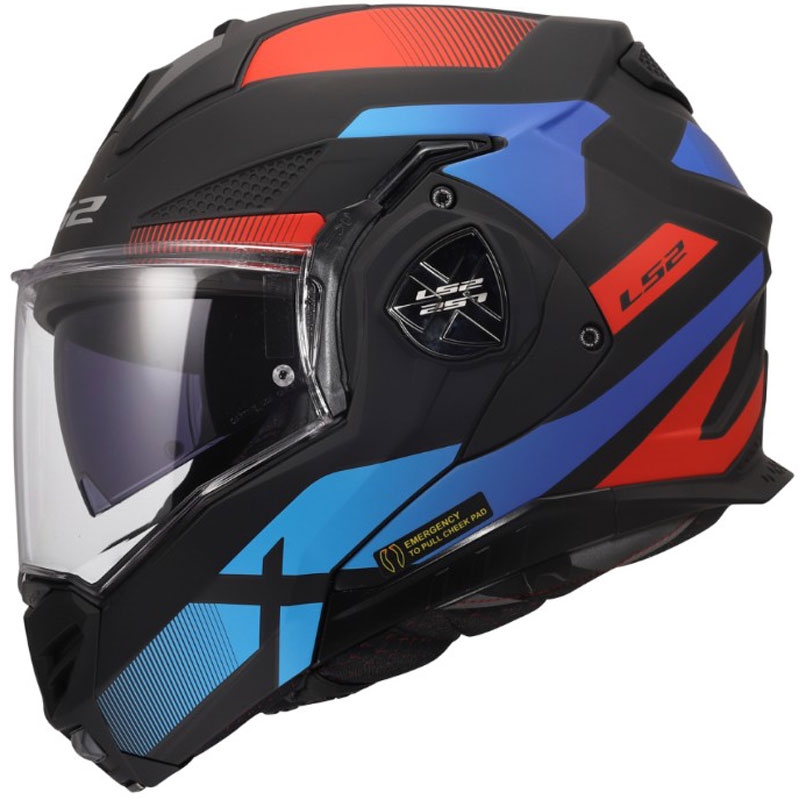 Kask motocyklowy typu flip-up LS2 FF901 Advant X Nova mat czarno-czerwono-niebieski