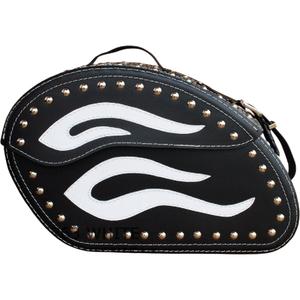 Skórzane sakwy motocyklowe z nitami RSA S263B czarno-białe