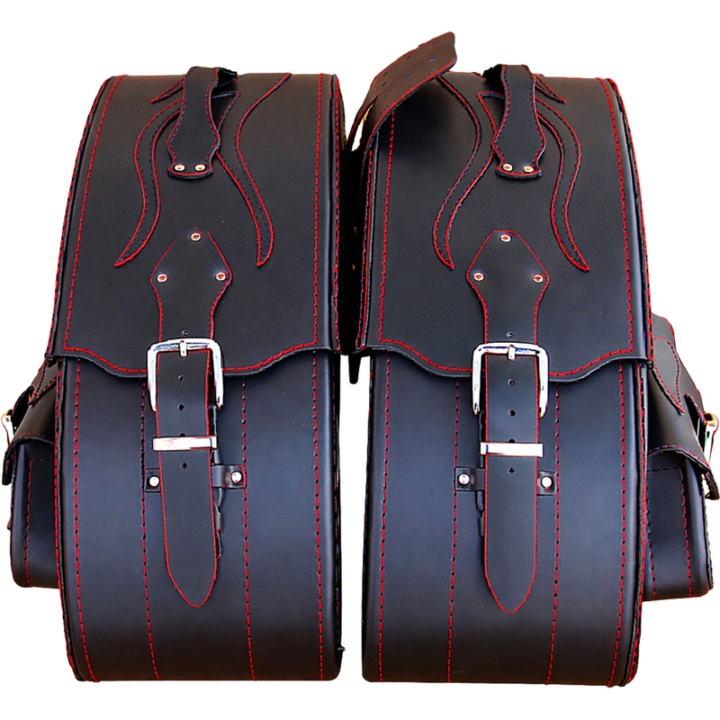 Skórzane torby motocyklowe RSA S266A czarno-czerwone