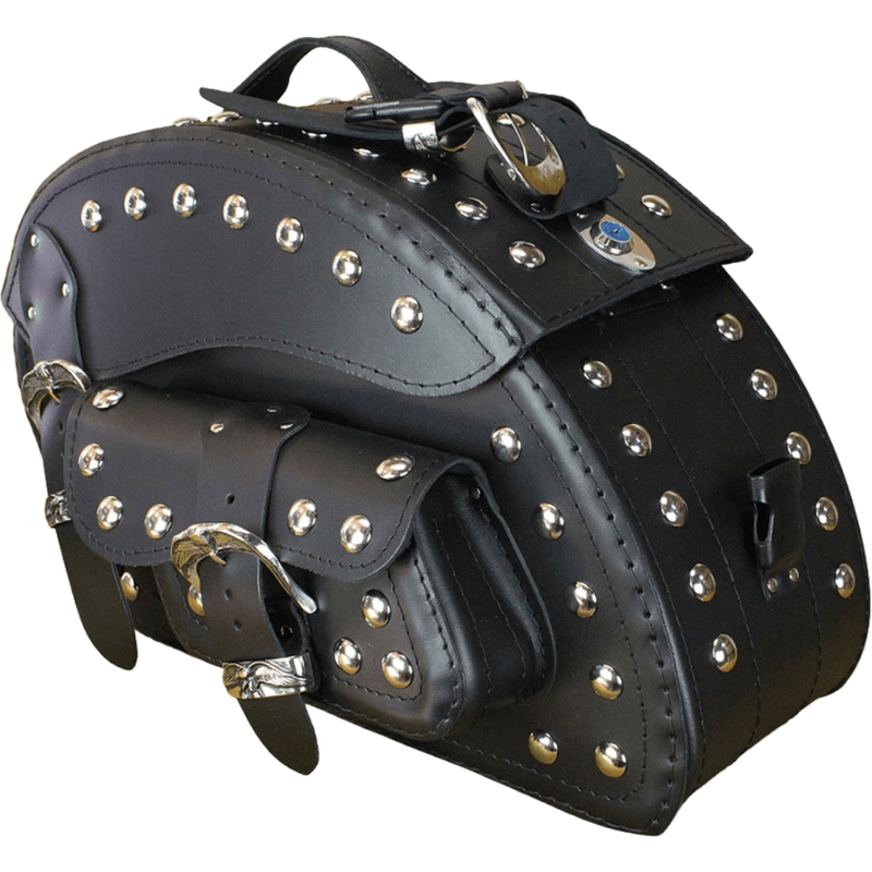 Skórzane sakwy motocyklowe z nitami RSA S162B czarne