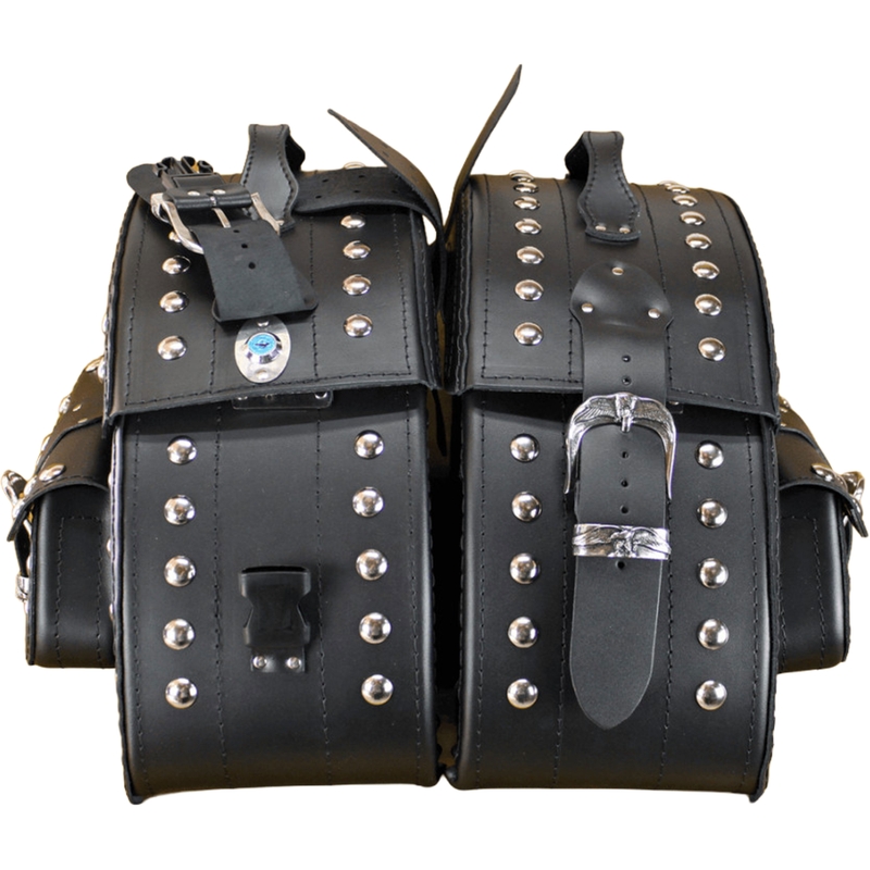 Skórzane sakwy motocyklowe z nitami RSA S162B czarne