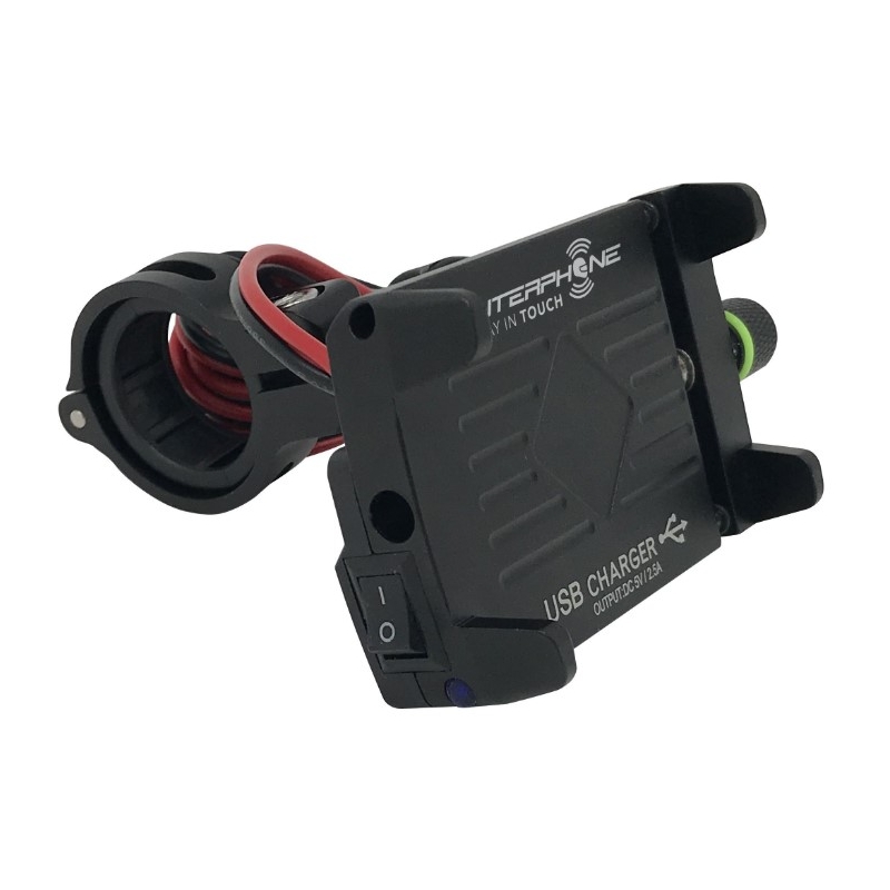 Uniwersalny uchwyt Interphone CRAB Evo Alu z ładowarką