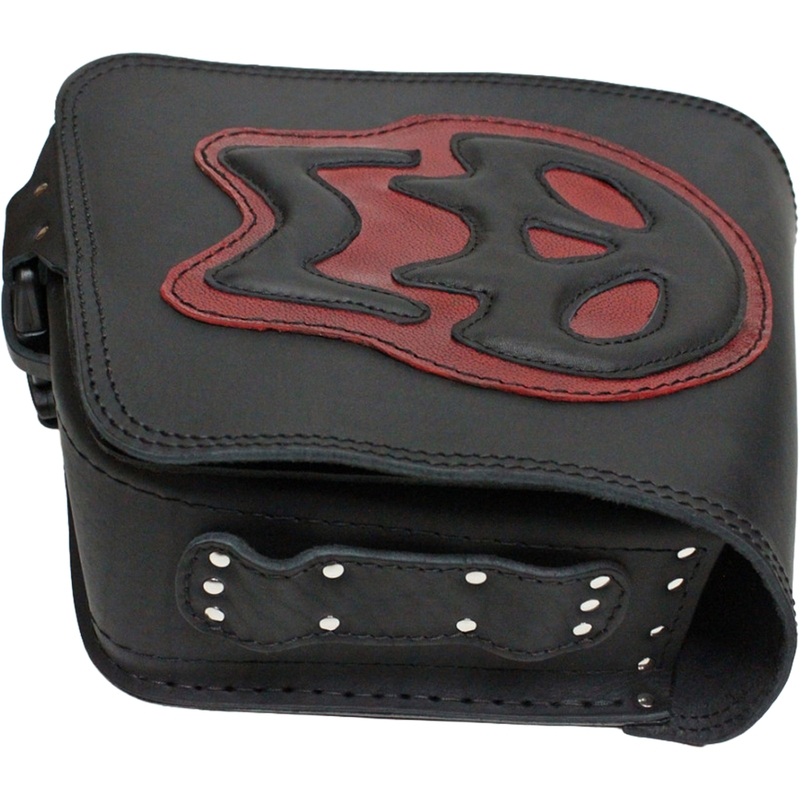 Skórzana torba motocyklowa RSA S493 Skull HD Softail czarno-czerwona