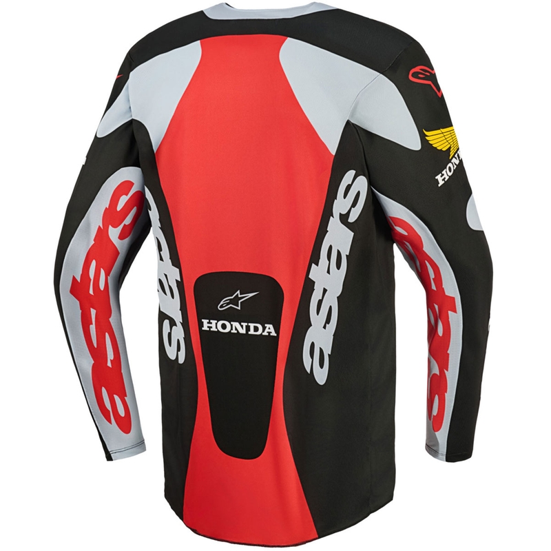 Koszulka motocrossowa Alpinestars Racer Veil Honda w kolorze czarno-szaro-czerwono-żółtym