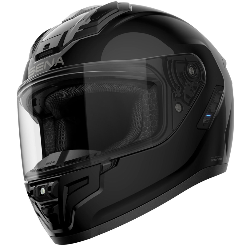 Kask motocyklowy integralny SENA Phantom z siateczkowym zestawem słuchawkowym, błyszczący, czarny