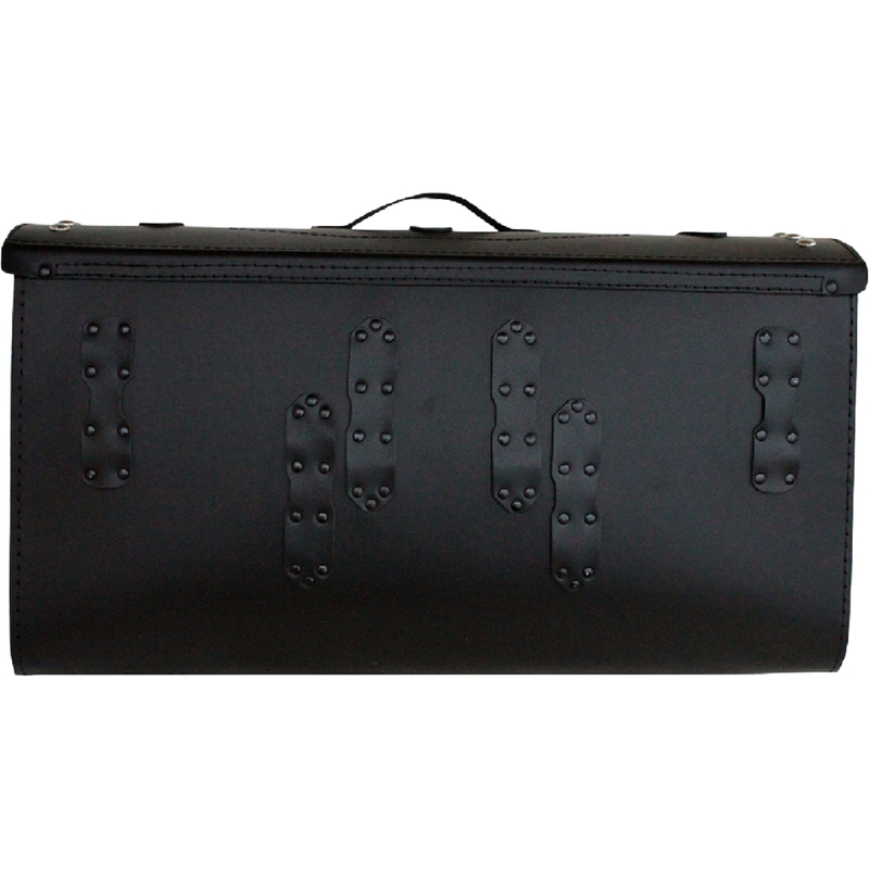 Skórzana torba motocyklowa z zamkiem, nitami i frędzlami RSA K461 czarna