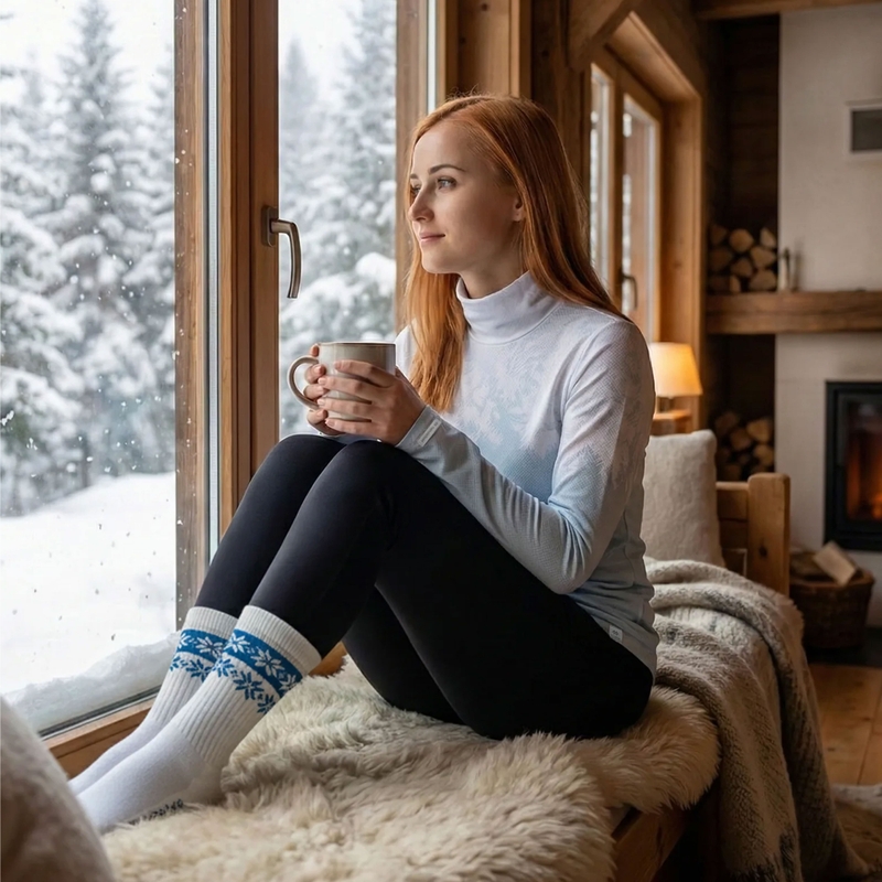 Damska koszulka termoaktywna nanosilver® Frozen niebiesko-biała II