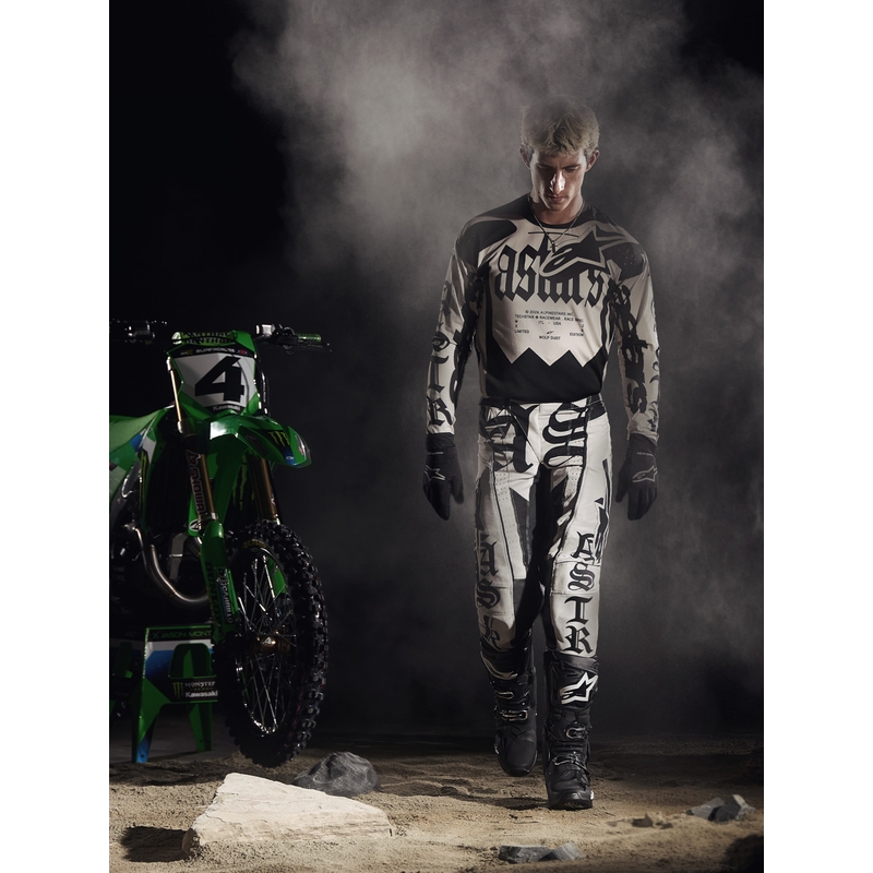 Spodnie motocrossowe Alpinestars Techstar w limitowanej edycji Wolf Dust w kolorze piaskowo-czarnym