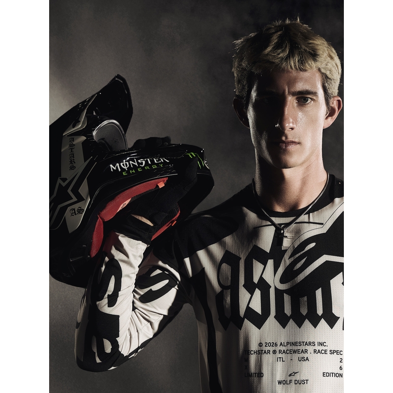 Spodnie motocrossowe Alpinestars Techstar w limitowanej edycji Wolf Dust w kolorze piaskowo-czarnym