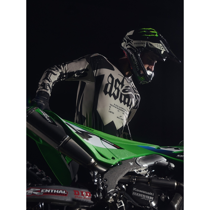 Spodnie motocrossowe Alpinestars Techstar w limitowanej edycji Wolf Dust w kolorze piaskowo-czarnym