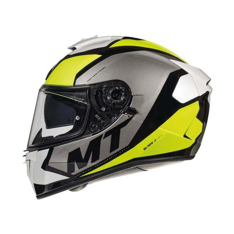 Integralny kask motocyklowy MT Blade 2 SV Trick biało-szaro-fluo żółty wyprzedaż