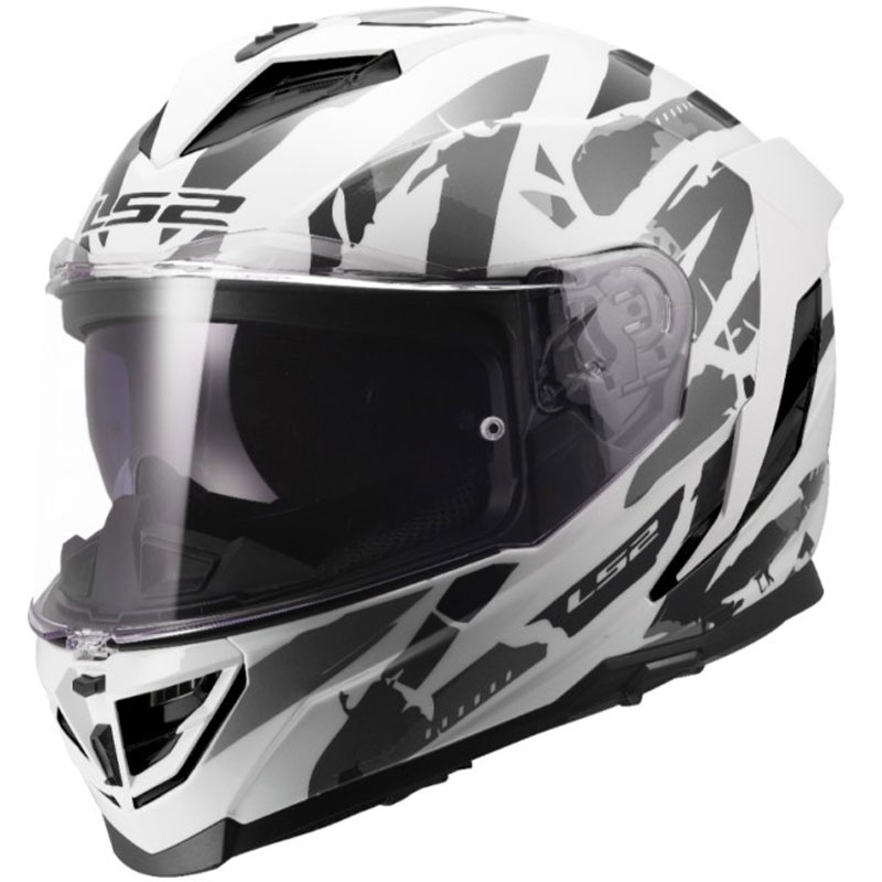 Kask motocyklowy integralny LS2 FF818 Storm III Kaos biało-szary