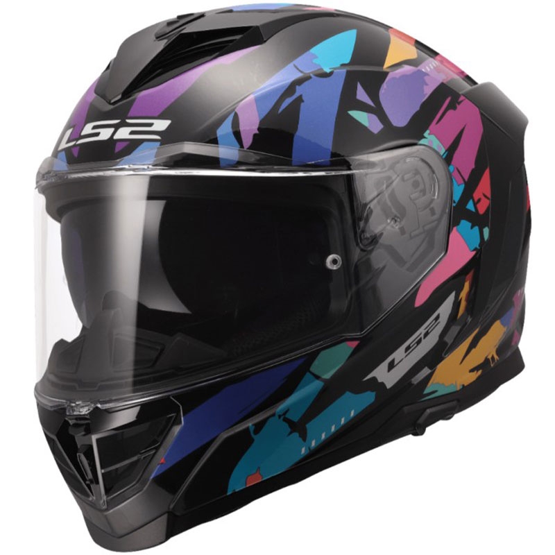 Kask motocyklowy integralny LS2 FF818 Storm III Kaos w kolorze czarno-fioletowo-niebieskim