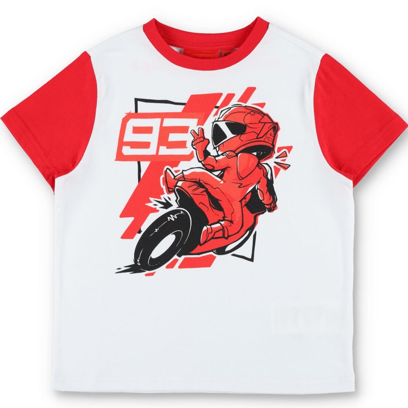 Dziecięca koszulka z nadrukiem motocyklowym Ducati Marc Marquez w kolorze białym