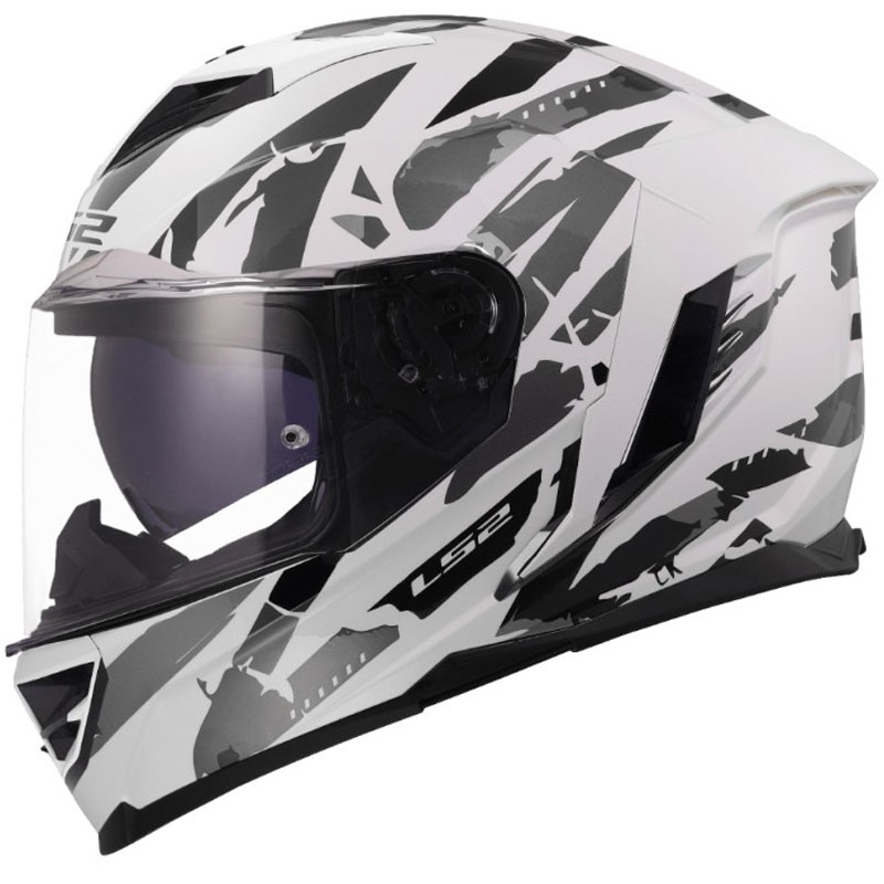 Kask motocyklowy integralny LS2 FF818 Storm III Kaos biało-szary