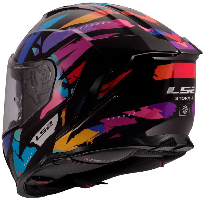 Kask motocyklowy integralny LS2 FF818 Storm III Kaos w kolorze czarno-fioletowo-niebieskim