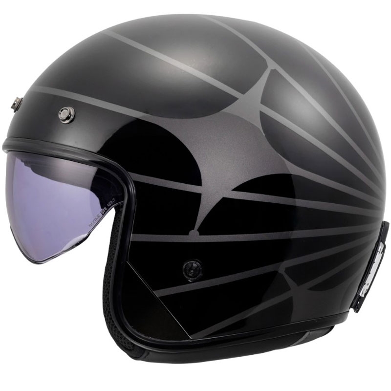 Kask motocyklowy otwarty LS2 OF601 Bob II Cosmic błyszczący czarno-szary