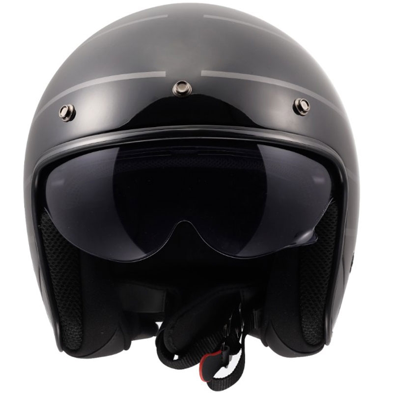 Kask motocyklowy otwarty LS2 OF601 Bob II Cosmic błyszczący czarno-szary