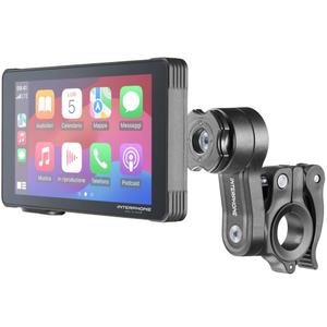 Wyświetlacz telefonu motocyklowego z lustrzanym odbiciem i szkłem ochronnym Interphone RideSync czarny