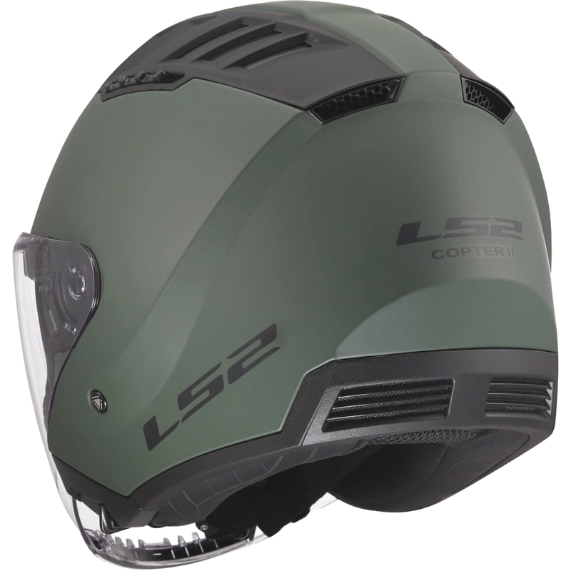 Kask motocyklowy otwarty LS2 OF600 Copter II Solid wojskowy zielony mat